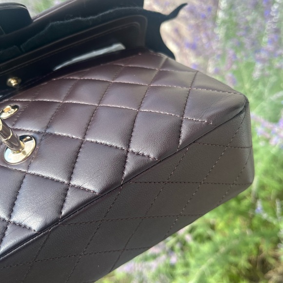 NOT AVAILABLE Chanel 21a Dark Brown Small Classic Flap Lambskin LGHW - Picture 12 of 13